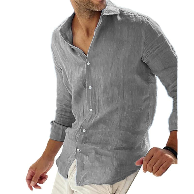 Variant image for Men's Long Sleeve Shirt Linen Cotton Blend-25