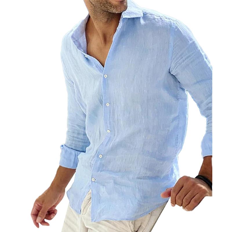 Variant image for Men's Long Sleeve Shirt Linen Cotton Blend-13