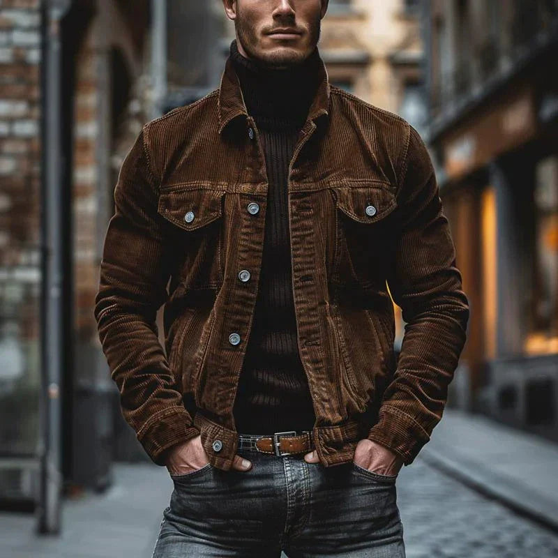 Variant image for Men's Corduroy Jacket Retro Style-13