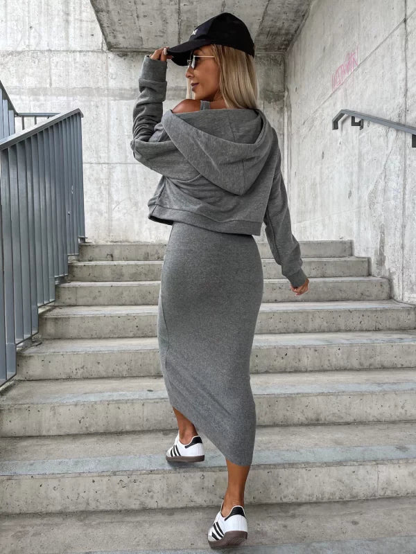 Women's Cotton Dress and Cardigan Set-5