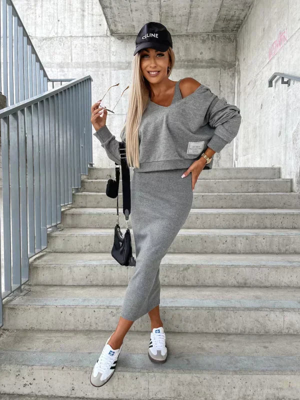 Women's Cotton Dress and Cardigan Set-1