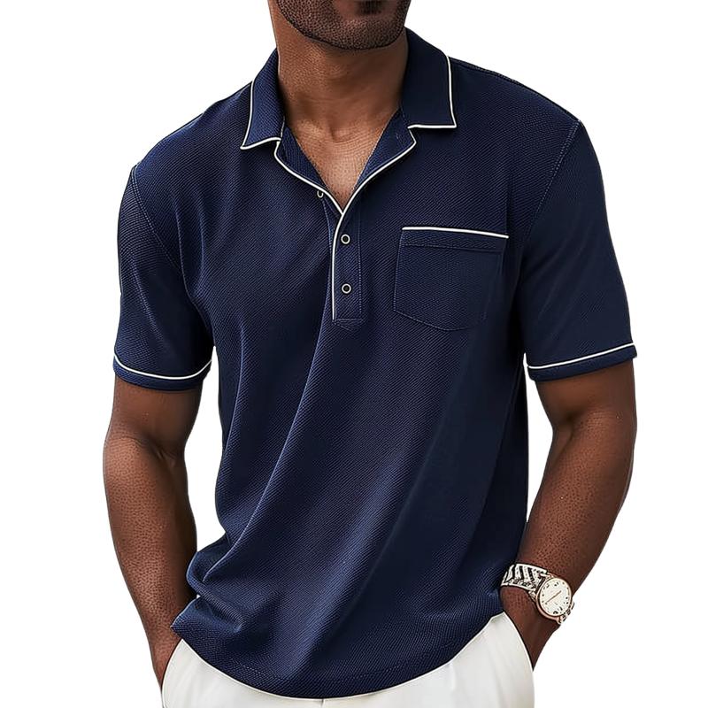 Men's Polo Shirt Colorblock Cotton Blend-2