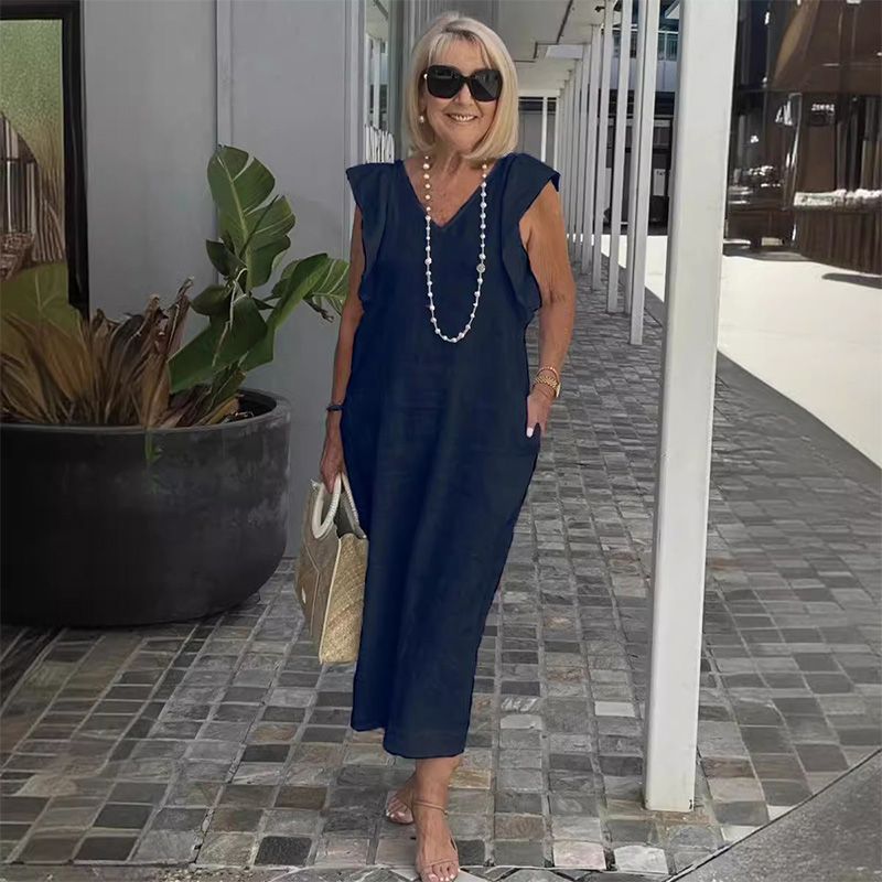 Women's Casual Dress | Cotton Linen Blend Summer Dress-3